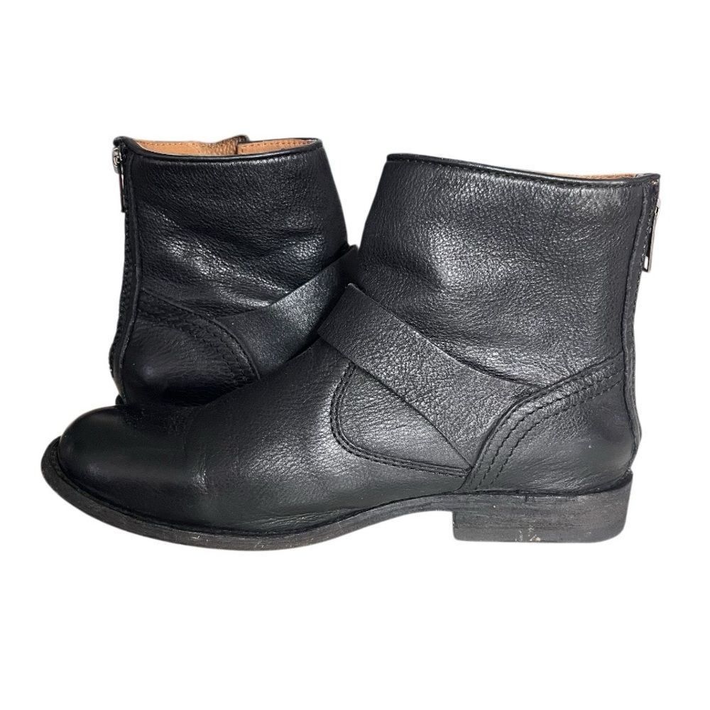 FRYE Black Leather Tyler Engineer Boots Straps Buckle Back Zipper Ankle Booties - Picture 2 of 10